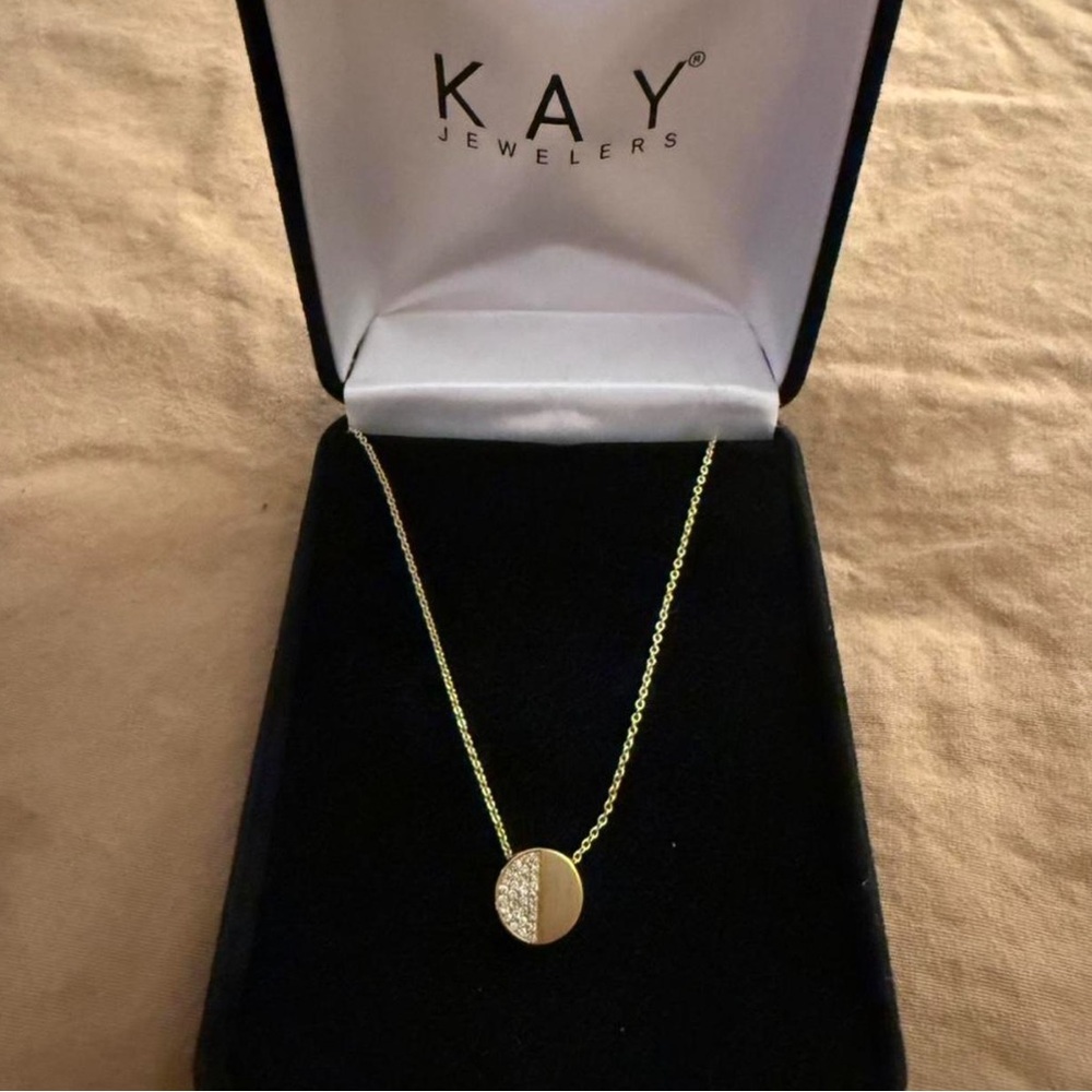 Kay Jewelers Gold-Tone Half Pavé Circle Necklace